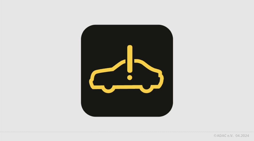 Fehler im Antriebs- bzw. Hochvoltsystem vom E-Auto. Bordbuch konsultieren. Rotes Symbol: Pannenhilfe oder Werkstatt anrufen.
