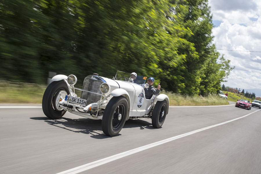 Eine Augenweide: Mercedes-Benz SSK aus dem Jahre 1928. Die Aufnahme stammt von der diesjährigen Mille Miglia.