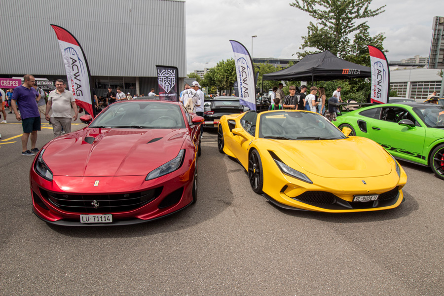 Ferrari-Duo: Portofino (600 PS, 760 Nm) und F8 Spider (720 PS, 770 Nm) in “Giallo Modena”.