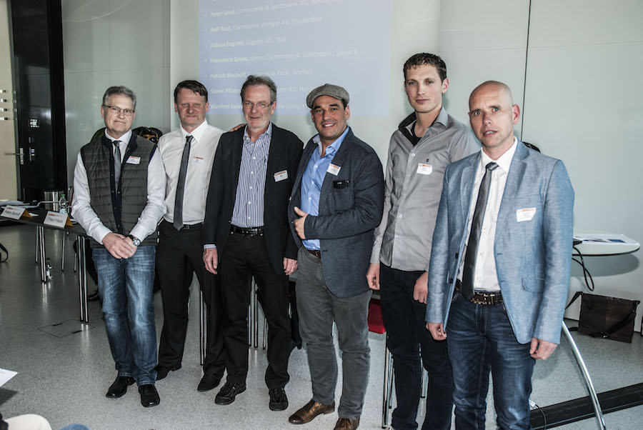 Die Delegierten der Sektion (v. l.): M. Joray, S. Pfister, R. Rast, F. Greco, F. Eugster, P. Bischoff. Es fehlen P. Sievi und P. Amstalden.