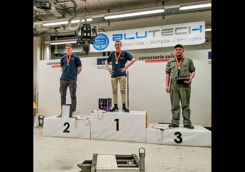 Die Medaillengewinner bei den Fahrzeugschlossern (v. l.): Michael Sutz (Silber), Gil Storz (Gold), Mario Zöllig (Bronze). Fotos: Patric Nägelin, Blutech AG