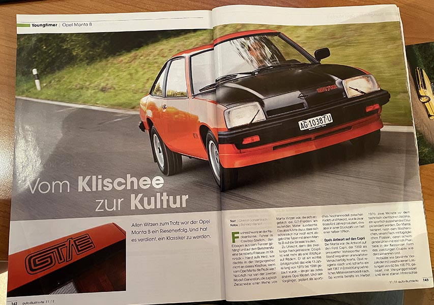 Medienstar: Eine Automobilzeitschrift würdigte den zweiten Manta mit einer Reportage. 