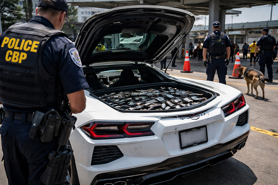 Corvette à la frontière : contrôle de routine, chargement hors norme
