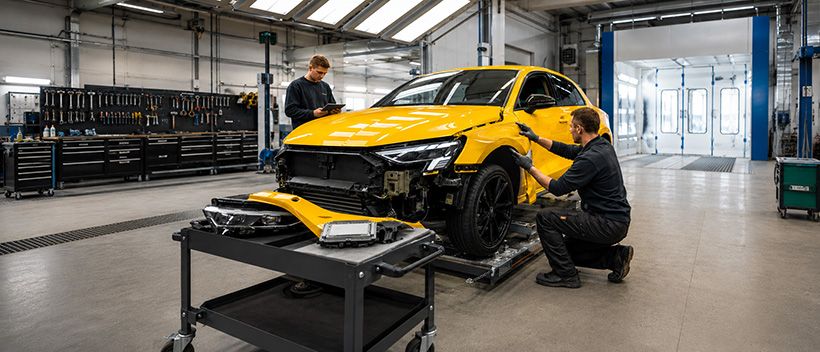 Neuwagen auf Standgas, Ersatzteilgeschäft auf Drehzahl