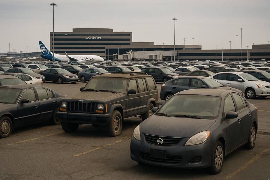 Ein Parkplatz wie ein Lost-and-Found-Lager: Von alten Limousinen bis zum ausgedienten Reisejeep – alles wartete auf neue Besitzer, die mutig genug waren, ein Risiko zu kaufen.