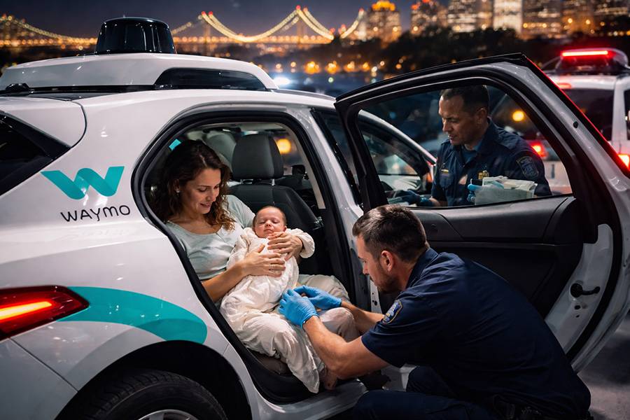 Geburt im Robotaxi – so ungefähr muss man sich die Szene vorstellen: Das System erkennt «ungewöhnliche Aktivität», doch damit es wirklich klappt, braucht es am Ende Menschen, die den Notruf auslösen und helfen. Autonom unterwegs, aber bei den entscheidenden Momenten erstaunlich analog. (Symbolbild)