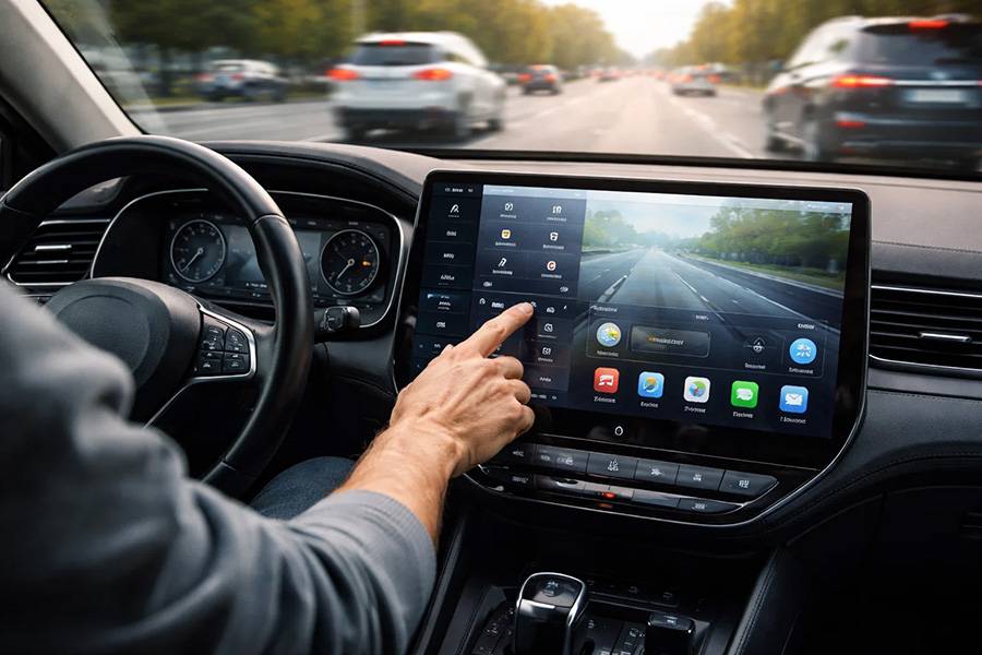 Ein Finger auf dem Touchscreen, der Blick irgendwo zwischen Menü und Verkehr: Was wie Komfort aussieht, kostet im Zweifel Sekunden.