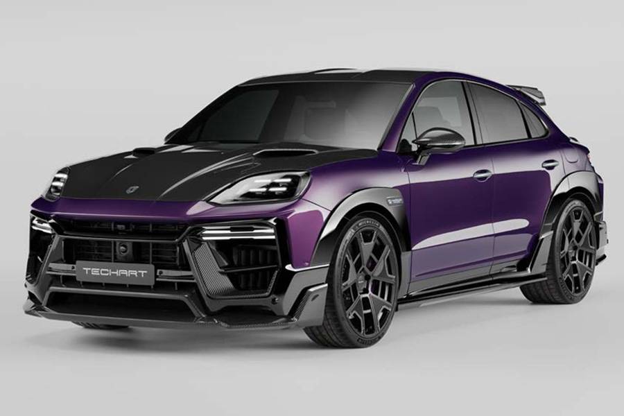 Lumière de studio, arête nette : kit large, passages de roue tranchants et face avant marquée — le Magnum ressemble à un Cayenne qui ne connaît pas le mot « série ».