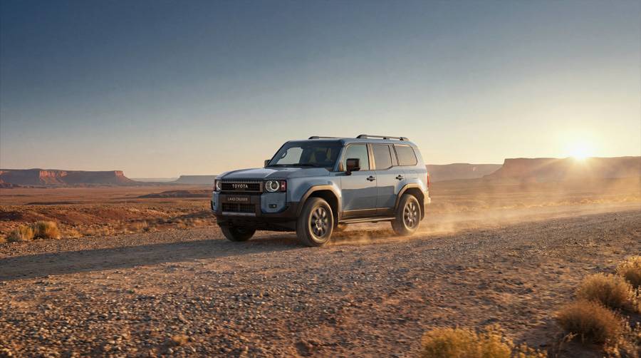 Auch abseits befestigter Wege bleibt der neue Land Cruiser ganz bei sich: kantig, souverän und gebaut für Einsätze, bei denen weichgespülte SUV längst nur noch Kulisse wären.