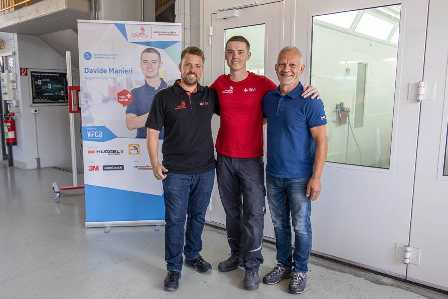 Das Trainingsteam in Wangen (v. l.): Coach Pascal Lehmann, Davide Manieri und Daniel Meier von Surventis.