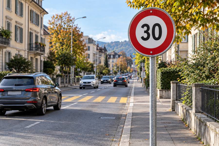 La Confédération met un frein au 30 km/h sur les grands axes : depuis le 1er octobre 2026, les autorités doivent démontrer que l’abaissement de la vitesse n’entraîne pas de report indésirable du trafic vers les quartiers résidentiels. Les limitations à 30 km/h existantes restent valables.