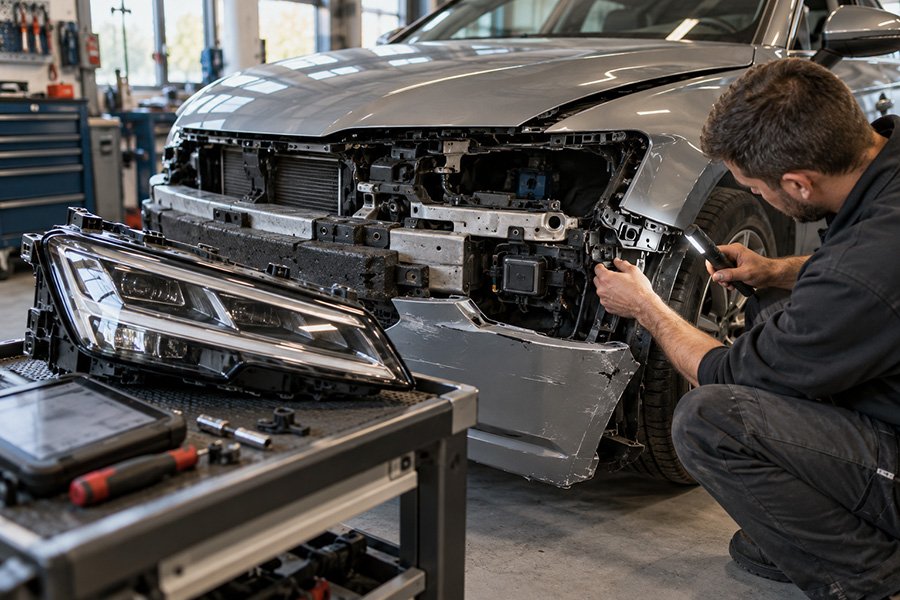 Kleiner Schaden, grosse Rechnung: Moderne LED-Scheinwerfer und Sensoren können selbst einen Parkrempler zur kostspieligen Reparatur machen. (Symbolbild)